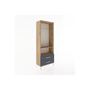Arges Dolap 2 Raflı 2 Çekmeceli Tek Askılı 60x30x163 Çam-antrasit