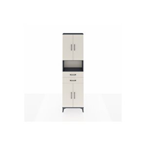 Arges Dolap 4 Raflı 2 Çekmeceli 4 Kapaklı 60x30x221 Antrasit-aytaşı