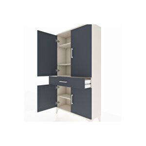 Arges Dolap 4 Raflı Tek Çekmeceli 4 Kapaklı 88x30x163 Aytaşı-antrasit