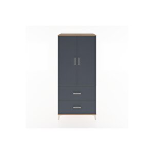 Hyperion Dolap 2 Raflı 2 Çekmeceli 2 Kapaklı 88x44x195 Çam-antrasit