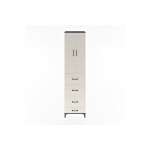 Hyperion Dolap 3 Raflı 4 Çekmeceli 2 Kapaklı 60x44x243 Antrasit-aytaşı