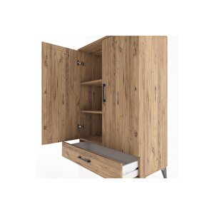 Hyperion Dolap 3 Raflı Tek Çekmeceli 2 Kapaklı 88x44x134 Çam-çam