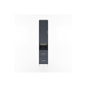 Hyperion Dolap 4 Raflı 2 Çekmeceli Tek Kapaklı 44x44x221 Antrasit-antrasit