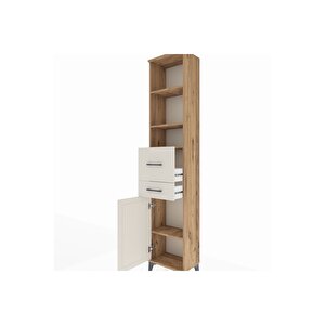 Arges Dolap 4 Raflı 2 Çekmeceli Tek Kapaklı 44x30x221 Çam-aytaşı