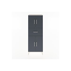 Hyperion Dolap 3 Raflı Tek Çekmeceli 4 Kapaklı 60x44x163 Aytaşı-antrasit