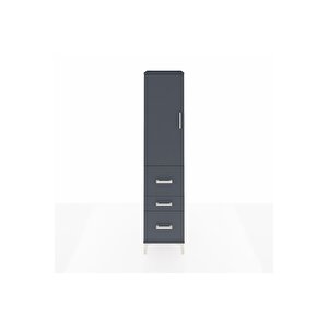Hyperion Dolap Tek Raflı 3 Çekmeceli Tek Askılı 44x44x195 Antrasit-antrasit