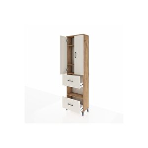 Arges Dolap 4 Raflı 2 Çekmeceli 2 Kapaklı 60x30x221 Çam-aytaşı