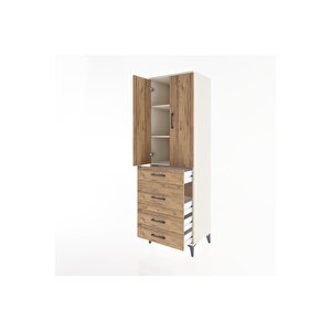 Hyperion Dolap 3 Raflı 4 Çekmeceli 2 Kapaklı 60x44x195 Aytaşı-çam