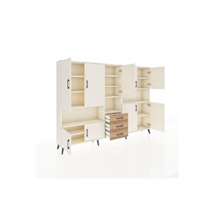 Arges Dolap 13 Raflı 3 Çekmeceli 9 Kapaklı 220x30x163 Aytaşı-aytaşı/çam