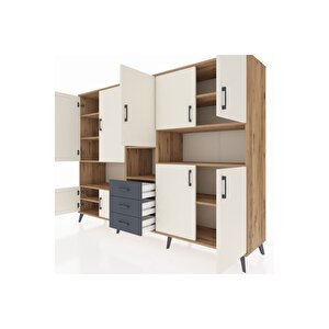 Hyperion Dolap 13 Raflı 3 Çekmeceli 9 Kapaklı 220x44x163 Çam-aytaşı/antrasit