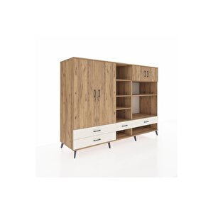 Kronos Dolap 12 Raflı 4 Çekmeceli 4 Kapaklı 220x59x163 Çam-çam/aytaşı