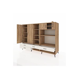 Kronos Dolap 12 Raflı 4 Çekmeceli 4 Kapaklı 220x59x163 Çam-çam/aytaşı