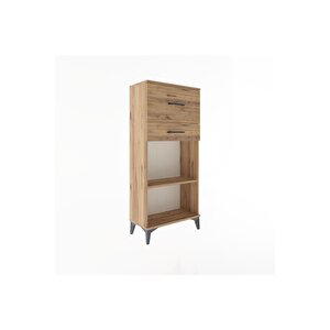 Arges Dolap Tek Raflı 2 Çekmeceli 60x30x134 Çam-çam