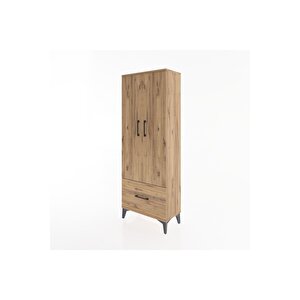 Arges Dolap 4 Raflı Tek Çekmeceli 2 Kapaklı 60x30x163 Çam-çam