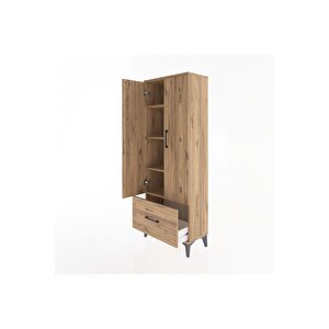 Arges Dolap 4 Raflı Tek Çekmeceli 2 Kapaklı 60x30x163 Çam-çam
