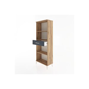 Arges Dolap 3 Raflı Tek Çekmeceli 60x30x163 Çam-antrasit