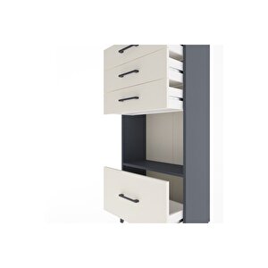 Arges Dolap Tek Raflı 4 Çekmeceli 60x30x134 Antrasit-aytaşı