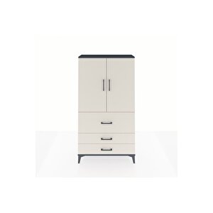 Arges Dolap Tek Raflı 3 Çekmeceli Tek Askılı 88x30x163 Antrasit-aytaşı