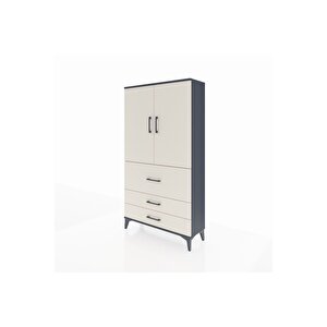 Arges Dolap Tek Raflı 3 Çekmeceli Tek Askılı 88x30x163 Antrasit-aytaşı