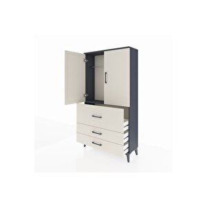 Arges Dolap Tek Raflı 3 Çekmeceli Tek Askılı 88x30x163 Antrasit-aytaşı