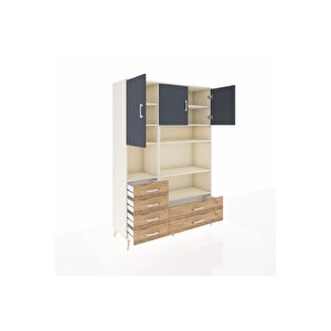 Hyperion Dolap 9 Raflı 6 Çekmeceli 3 Kapaklı 132x44x195 Aytaşı-antrasit/çam