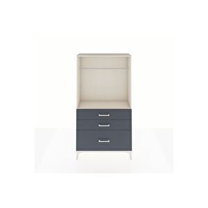 Arges Dolap Tek Raflı 3 Çekmeceli Tek Askılı 88x30x163 Aytaşı-antrasit