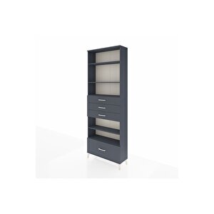 Arges Dolap 5 Raflı 4 Çekmeceli 88x30x243 Antrasit-antrasit