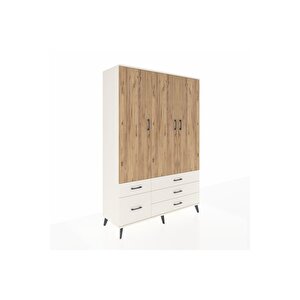 Hyperion Dolap 5 Raflı 5 Çekmeceli Tek Askılı 132x44x195 Aytaşı-çam/aytaşı