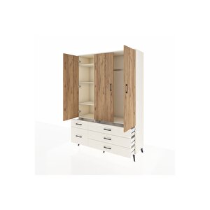 Hyperion Dolap 5 Raflı 5 Çekmeceli Tek Askılı 132x44x195 Aytaşı-çam/aytaşı