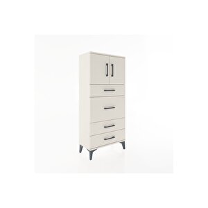 Hyperion Dolap Tek Raflı 4 Çekmeceli 2 Kapaklı 60x44x134 Aytaşı-aytaşı
