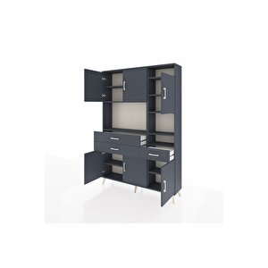 Arges Gardrop 10 Raflı 3 Çekmeceli 6 Kapaklı 132x30x195 Antrasit-antrasit