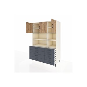 Kronos Dolap 8 Raflı 8 Çekmeceli 3 Kapaklı 132x59x195 Aytaşı-çam/antrasit