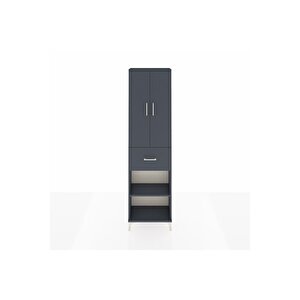 Arges Dolap 2 Raflı Tek Çekmeceli Tek Askılı 60x30x221 Antrasit-antrasit