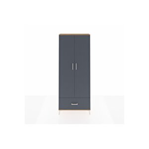 Arges Dolap 2 Raflı Tek Çekmeceli Tek Askılı 88x30x221 Çam-antrasit