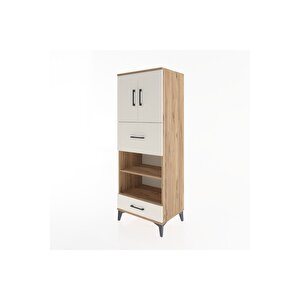 Hyperion Dolap 4 Raflı 2 Çekmeceli 2 Kapaklı 60x44x163 Çam-aytaşı
