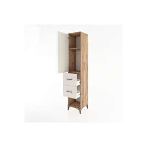 Hyperion Dolap 2 Raflı 2 Çekmeceli Tek Askılı 44x44x221 Çam-aytaşı
