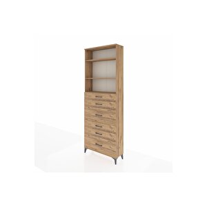 Arges Dolap 3 Raflı 6 Çekmeceli 88x30x243 Çam-çam