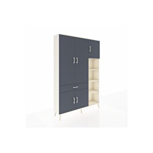 Arges Gardrop 10 Raflı Tek Çekmeceli 5 Kapaklı 132x30x195 Aytaşı-antrasit