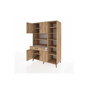 Kronos Dolap 10 Raflı Tek Çekmeceli 4 Kapaklı 132x59x195 Çam-çam/çam