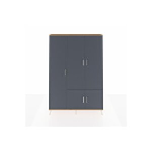 Arges Dolap 7 Raflı 5 Kapaklı Tek Askılı 132x30x195 Çam-antrasit/çam