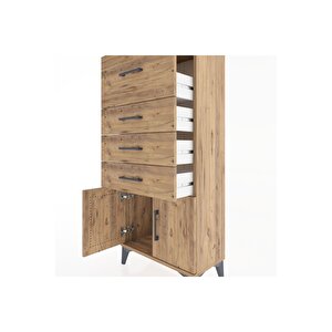Hyperion Dolap 4 Çekmeceli 2 Kapaklı 60x44x134 Çam-çam