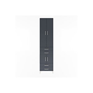 Arges Dolap 4 Raflı 4 Çekmeceli 4 Kapaklı 60x30x243 Antrasit-antrasit