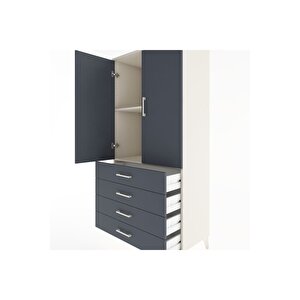 Hyperion Dolap 2 Raflı 4 Çekmeceli 2 Kapaklı 88x44x182 Aytaşı-antrasit
