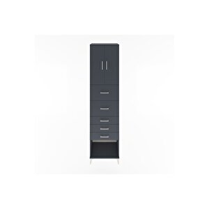 Hyperion Dolap 2 Raflı 5 Çekmeceli 2 Kapaklı 60x44x243 Antrasit-antrasit