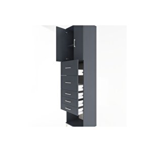 Hyperion Dolap 2 Raflı 5 Çekmeceli 2 Kapaklı 60x44x243 Antrasit-antrasit