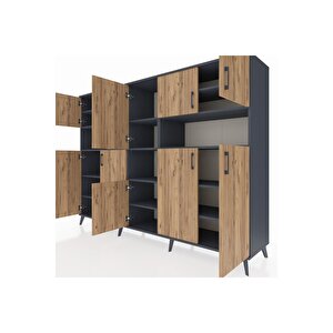 Hyperion Dolap 14 Raflı 10 Kapaklı 220x44x163 Antrasit-çam/antrasit