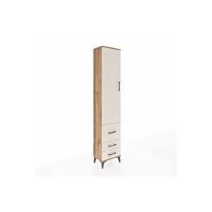 Arges Dolap 4 Raflı 3 Çekmeceli Tek Kapaklı 44x30x221 Çam-aytaşı