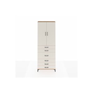 Arges Dolap 4 Raflı 4 Çekmeceli 2 Kapaklı 88x30x243 Çam-aytaşı