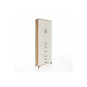 Arges Dolap 4 Raflı 4 Çekmeceli 2 Kapaklı 88x30x243 Çam-aytaşı