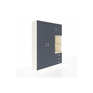 Hyperion Gardrop 5 Raflı 3 Çekmeceli Tek Askılı 132x44x195 Aytaşı-antrasit